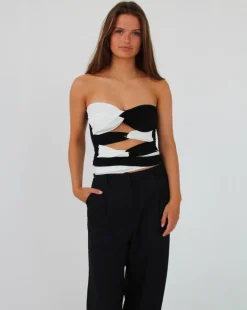 ALVILDA top, sort/hvid