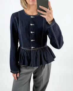 ANITA denim bluse, mørkeblå