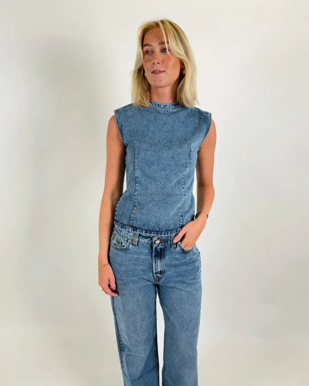 ANNIKA top denim, blå