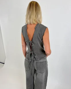 ANNIKA top denim, grå