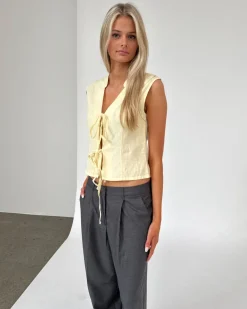 ANNIKA top med bindebånd, gul
