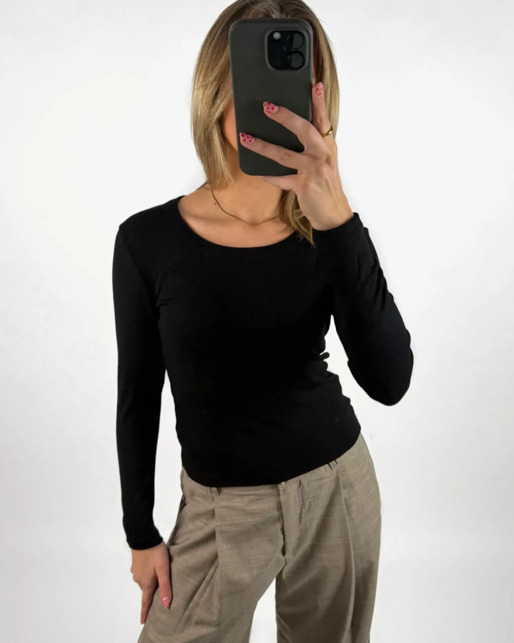 ASPYN langærmet bluse, sort