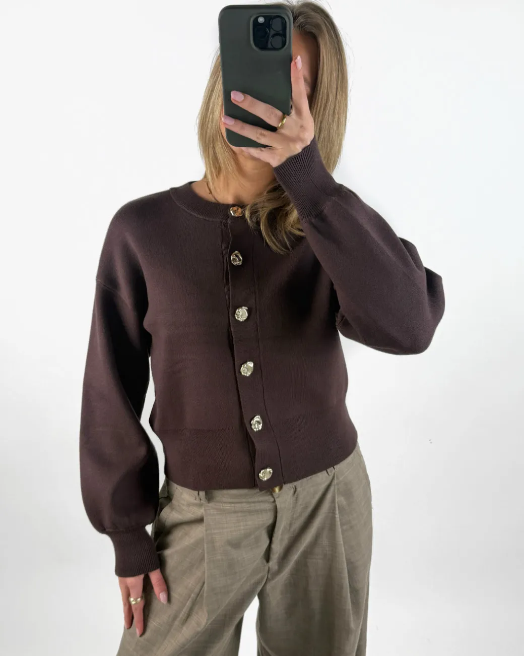 BALIA strik cardigan, brun