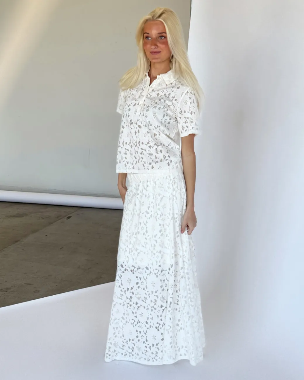 BIANCA maxi nederdel, hvid