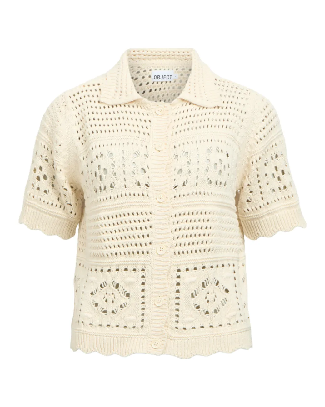 BINDI kortærmet strik cardigan, creme