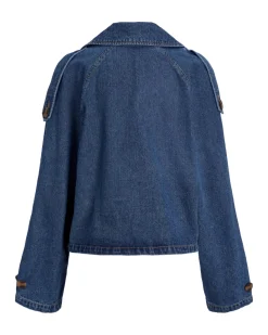 CARLIE kort trenchcoat, denim