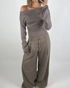 CARTER one shoulder bluse, brun