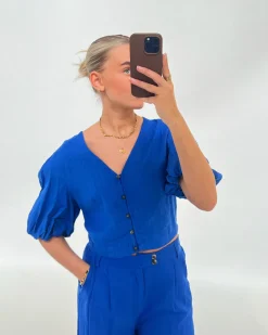 CELINA bluse, kongeblå