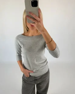 CHLOE bluse 3/4 ærme, grå