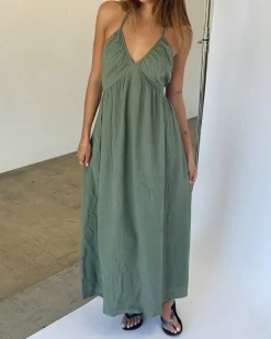 COLETTE maxi kjole, kaki