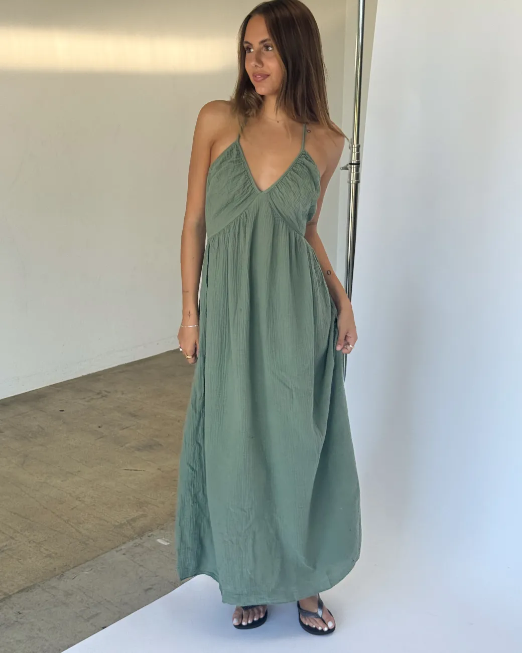 COLETTE maxi kjole, kaki