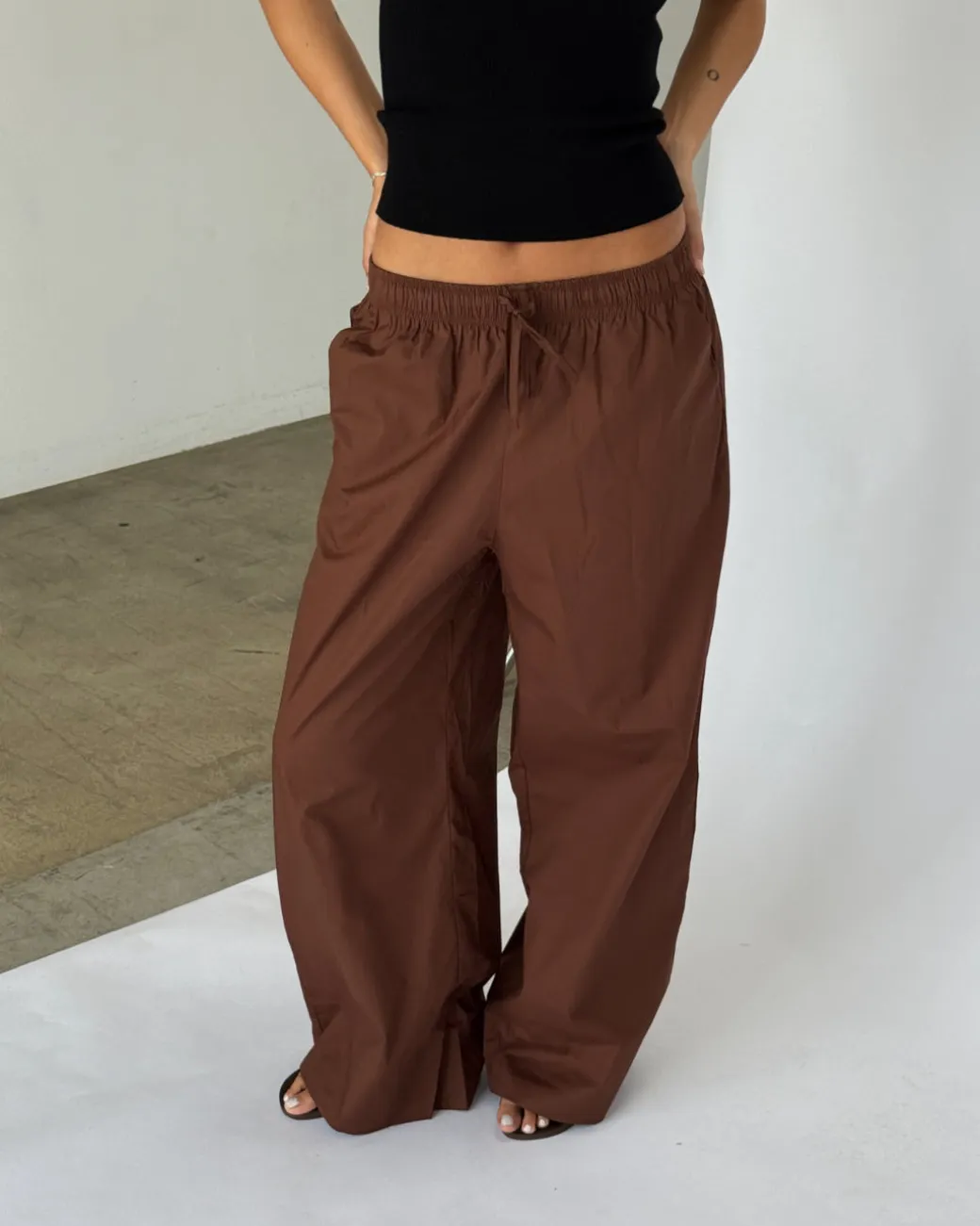 DANIA wide leg bukser, brun