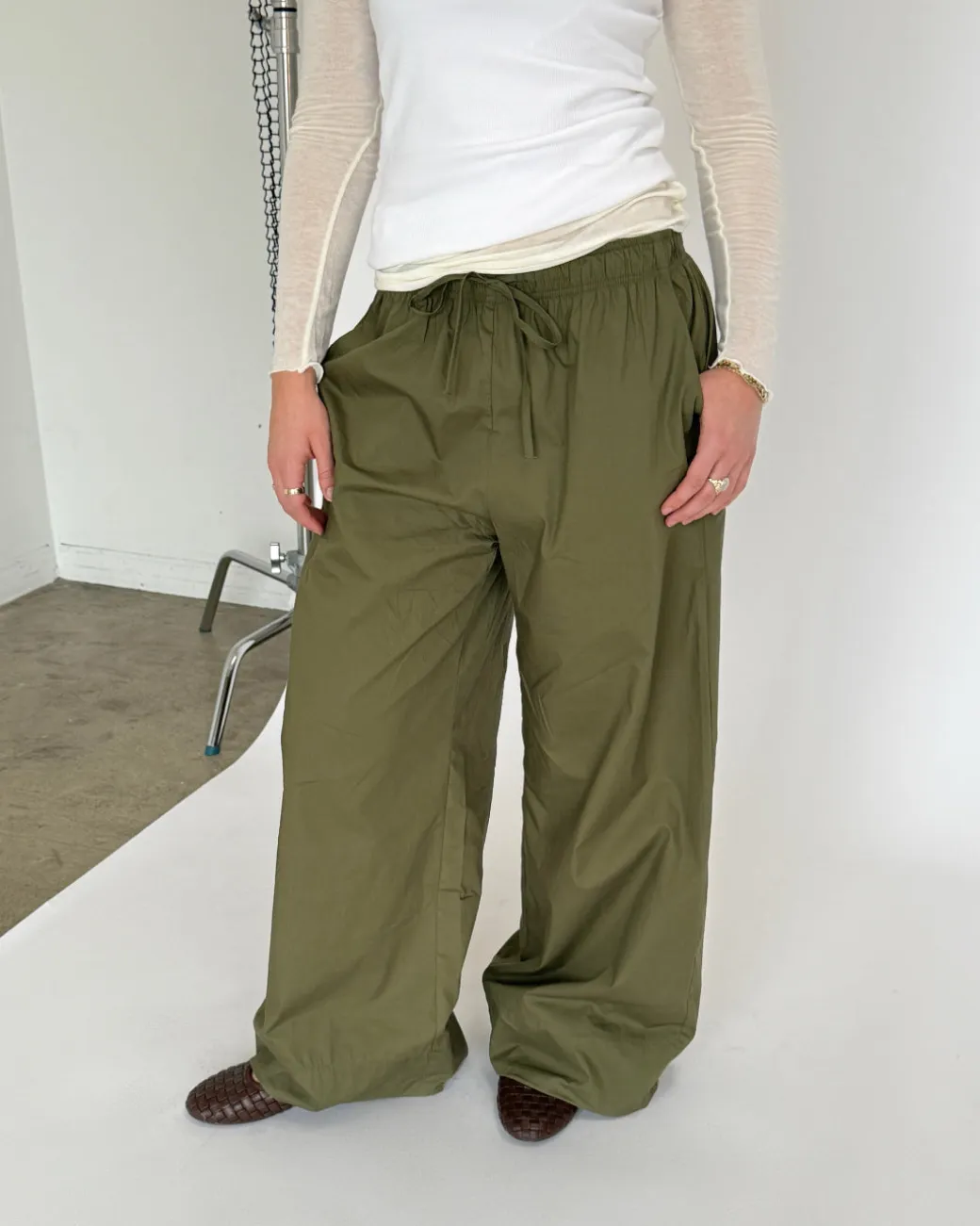 DANIA wide leg bukser, grøn