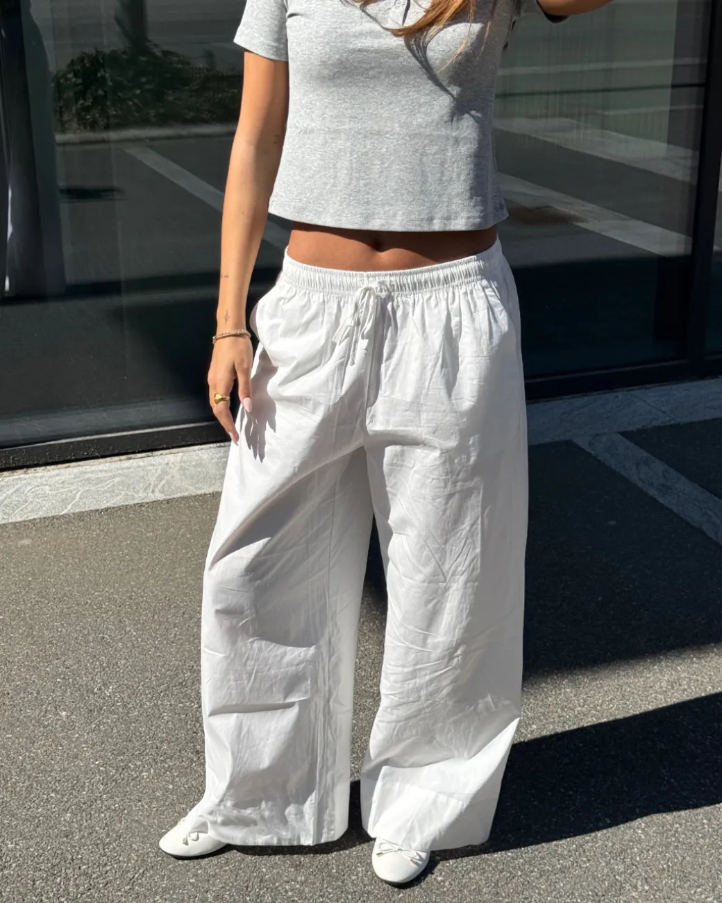 DANIA wide leg bukser, hvid