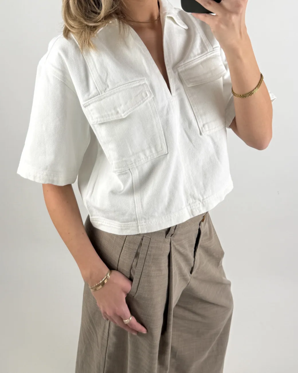 DAYANA denim skjorte, hvid