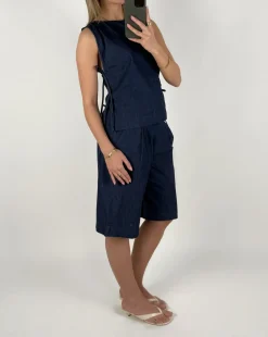 DEBBY top med bindebånd, navy