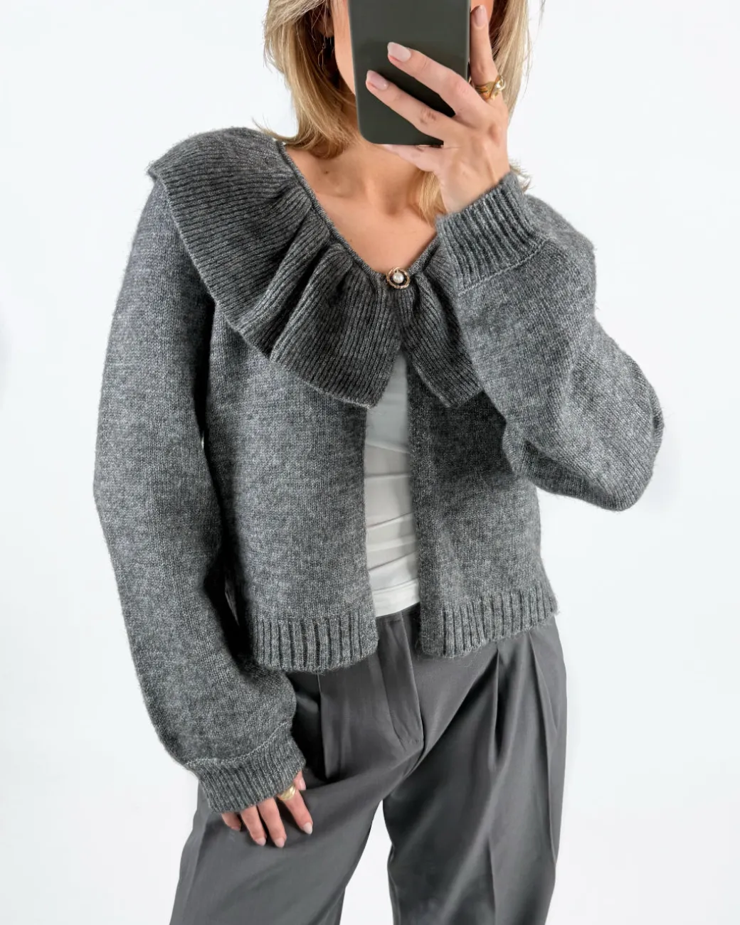 DENISI strikket cardigan, grå
