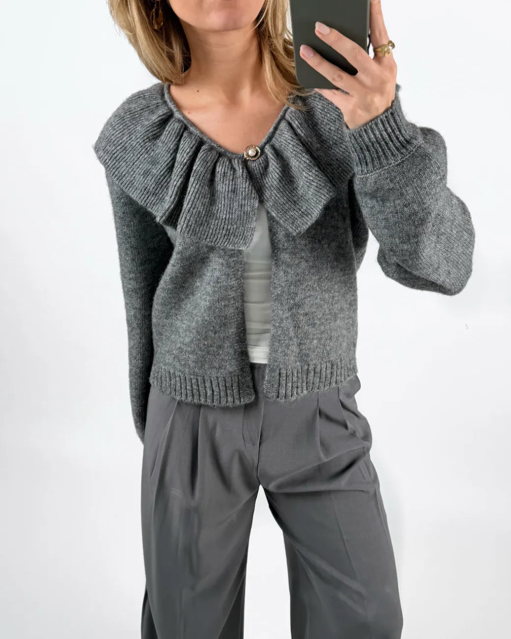 DENISI strikket cardigan, grå
