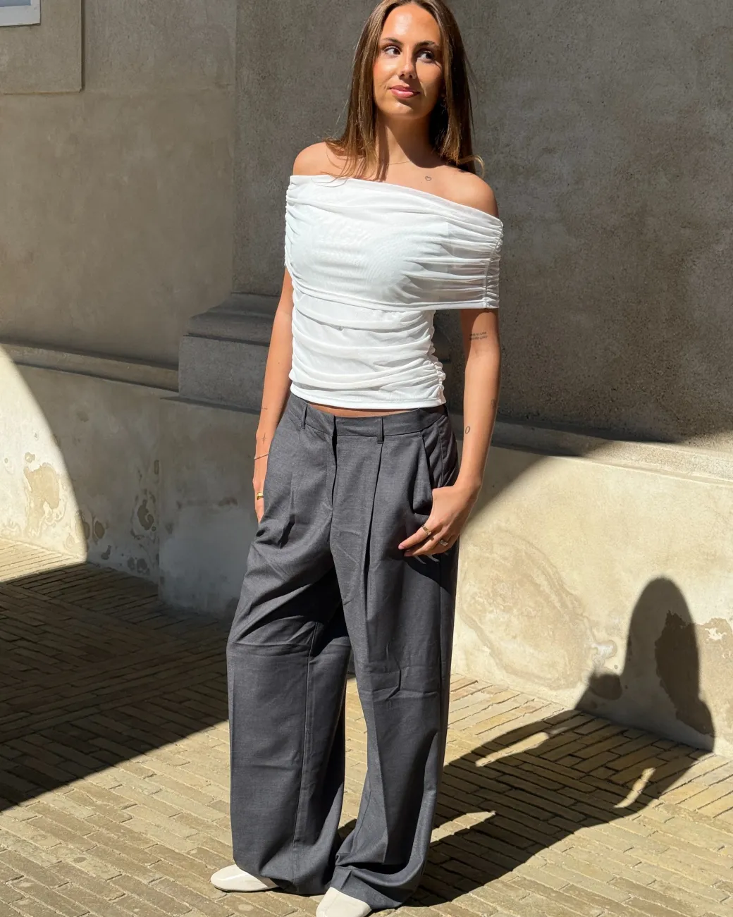 DINA off shoulder top, hvid