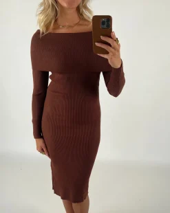 DIONA midi kjole, brun