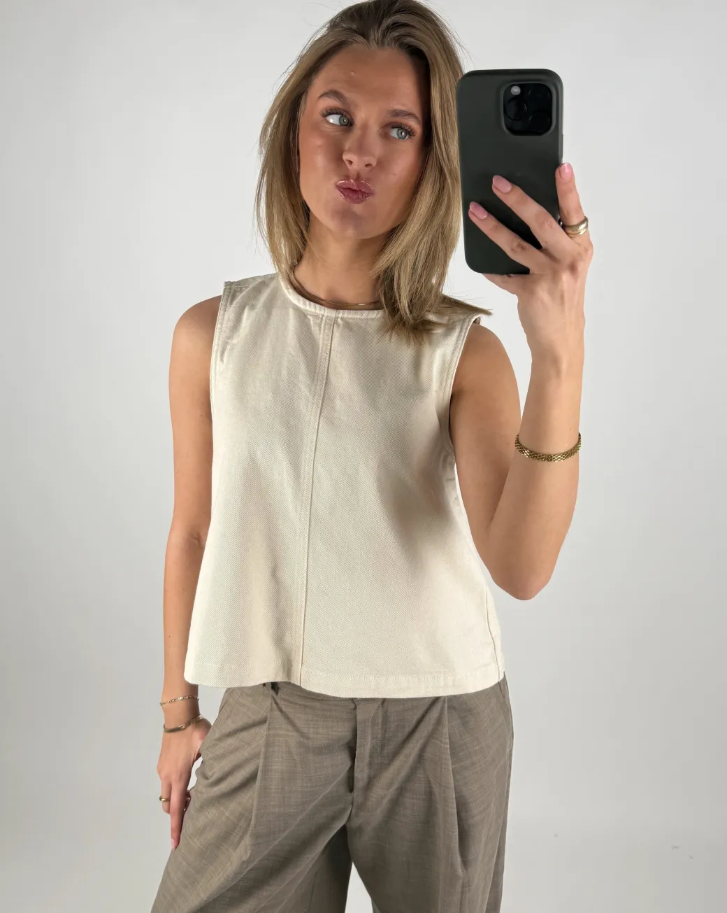 DORA denim top, beige