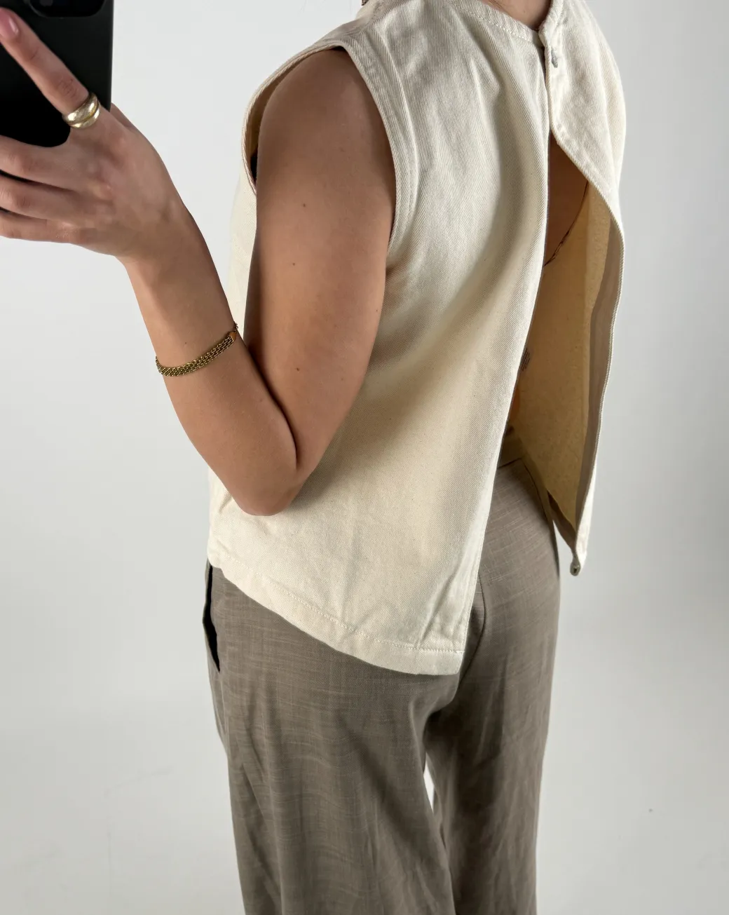 DORA denim top, beige