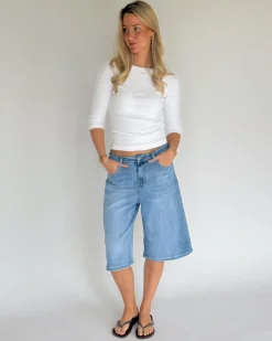 DREW denim jorts, lyseblå