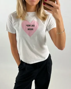 DUMP HIM baby tee, hvid