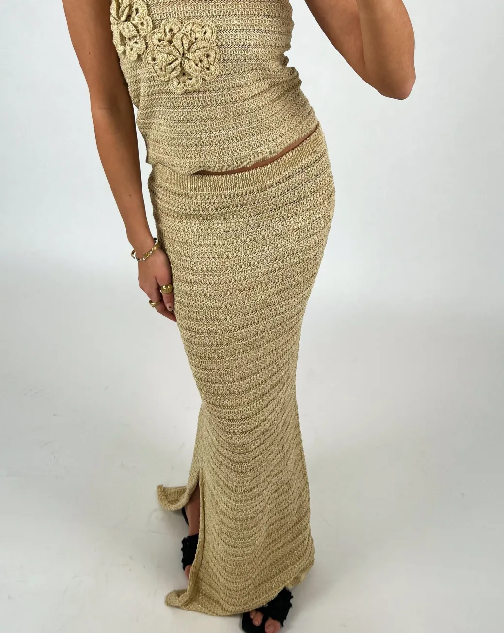 ELISABETH nederdel, beige/guld