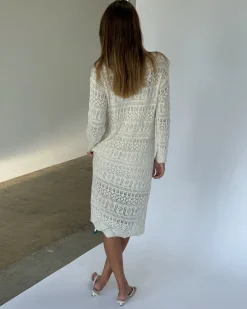 ELIZA strik midi kjole, creme