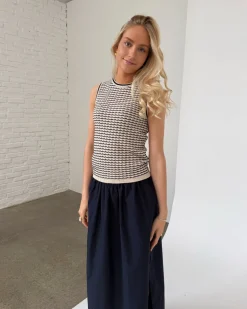 ESTER top, beige/sort