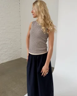 ESTER top, beige/sort