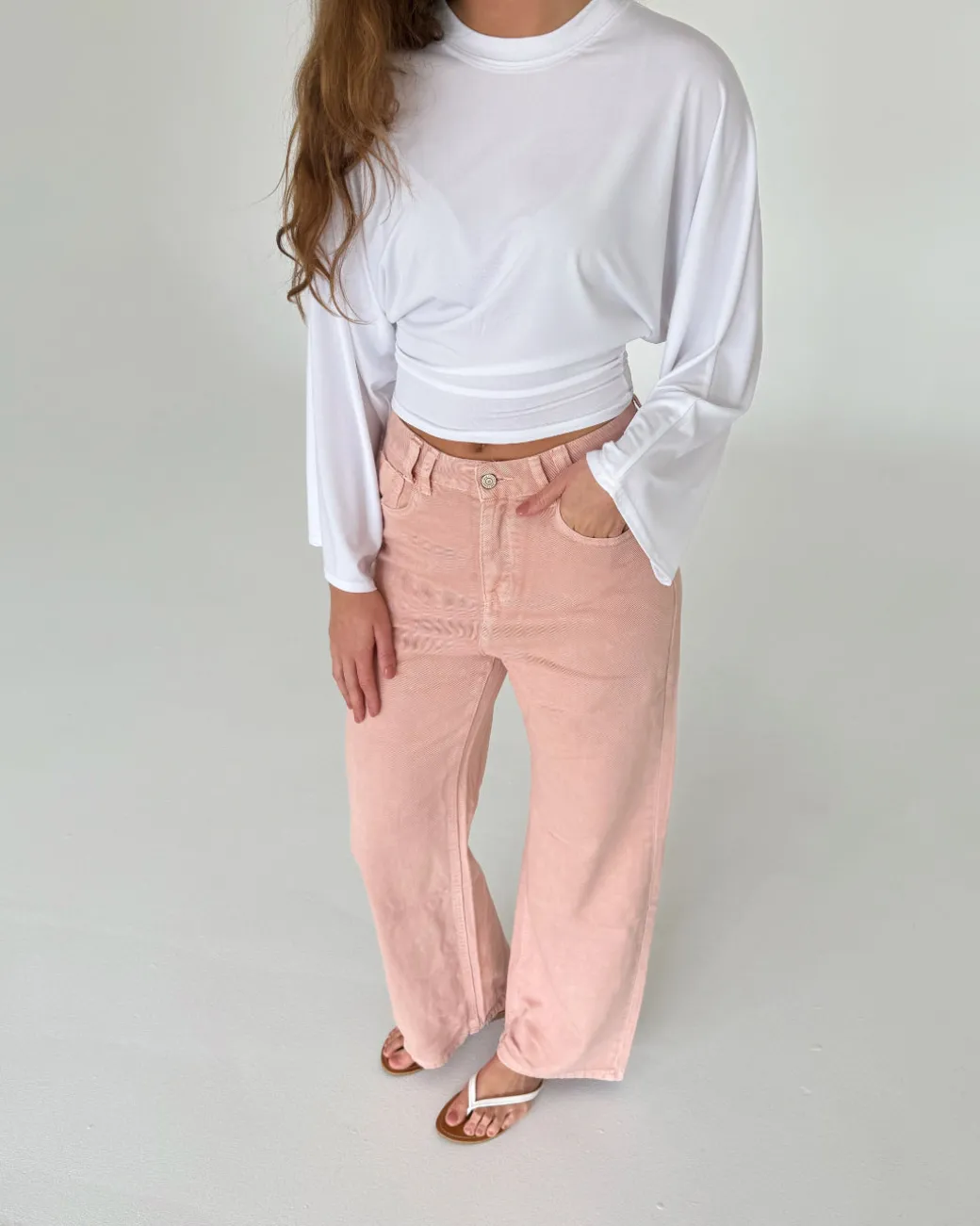 ESTHER waisted bluse, hvid