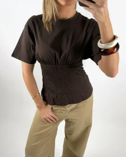 EVELYN smock t-shirt, brun
