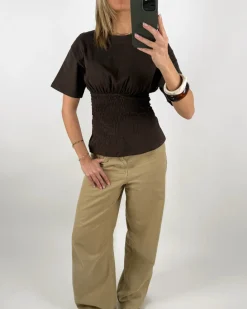 EVELYN smock t-shirt, brun