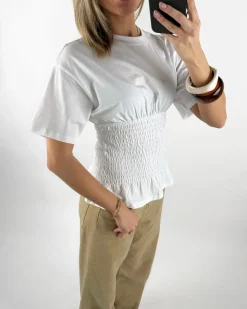 EVELYN smock t-shirt, hvid