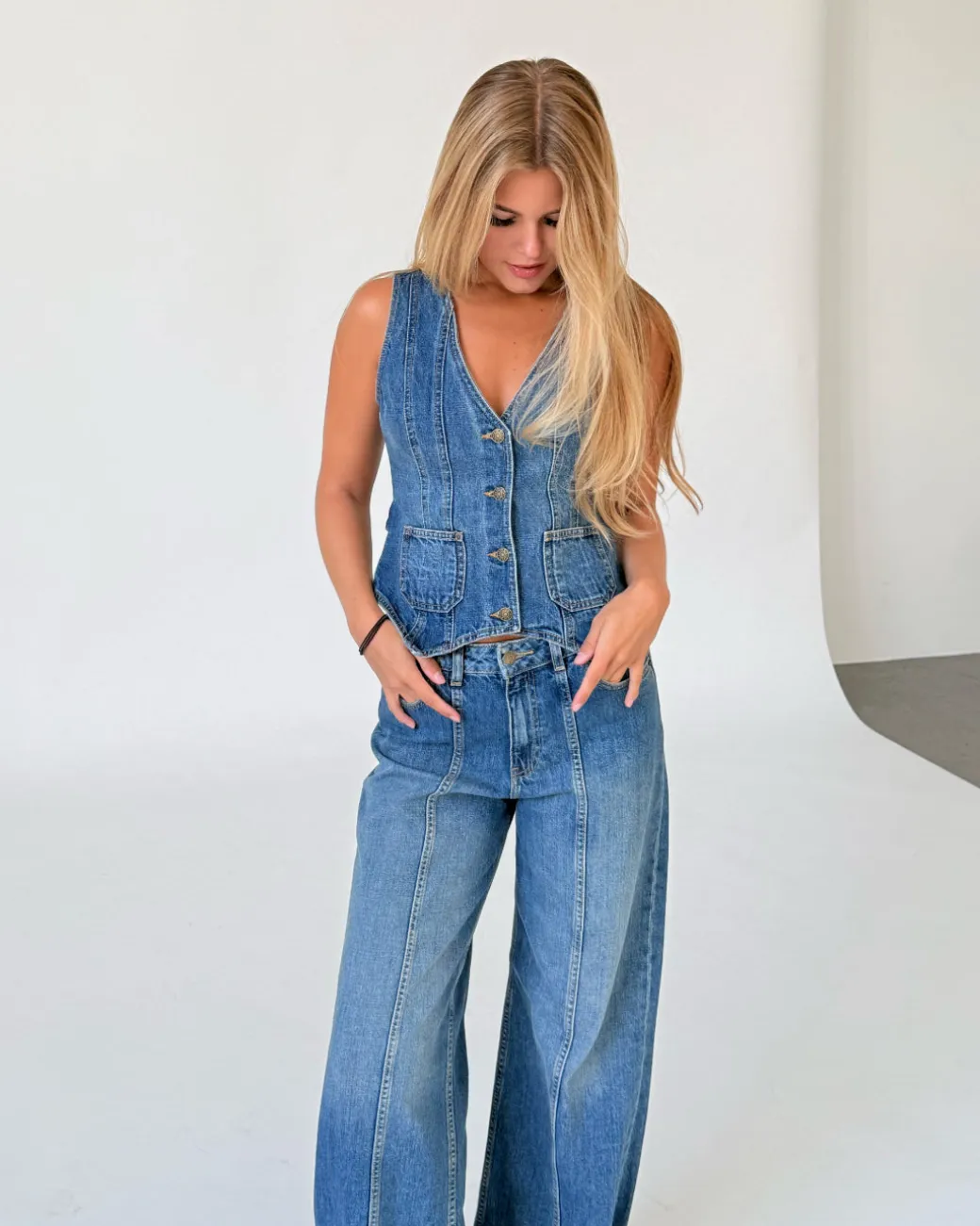 FAIZA denim top, blå