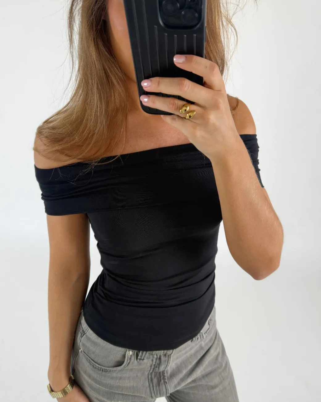 GIGI off shoulder top, sort
