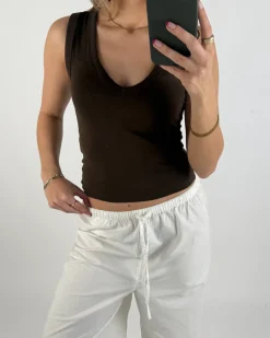 GIGI v-hals top, brun