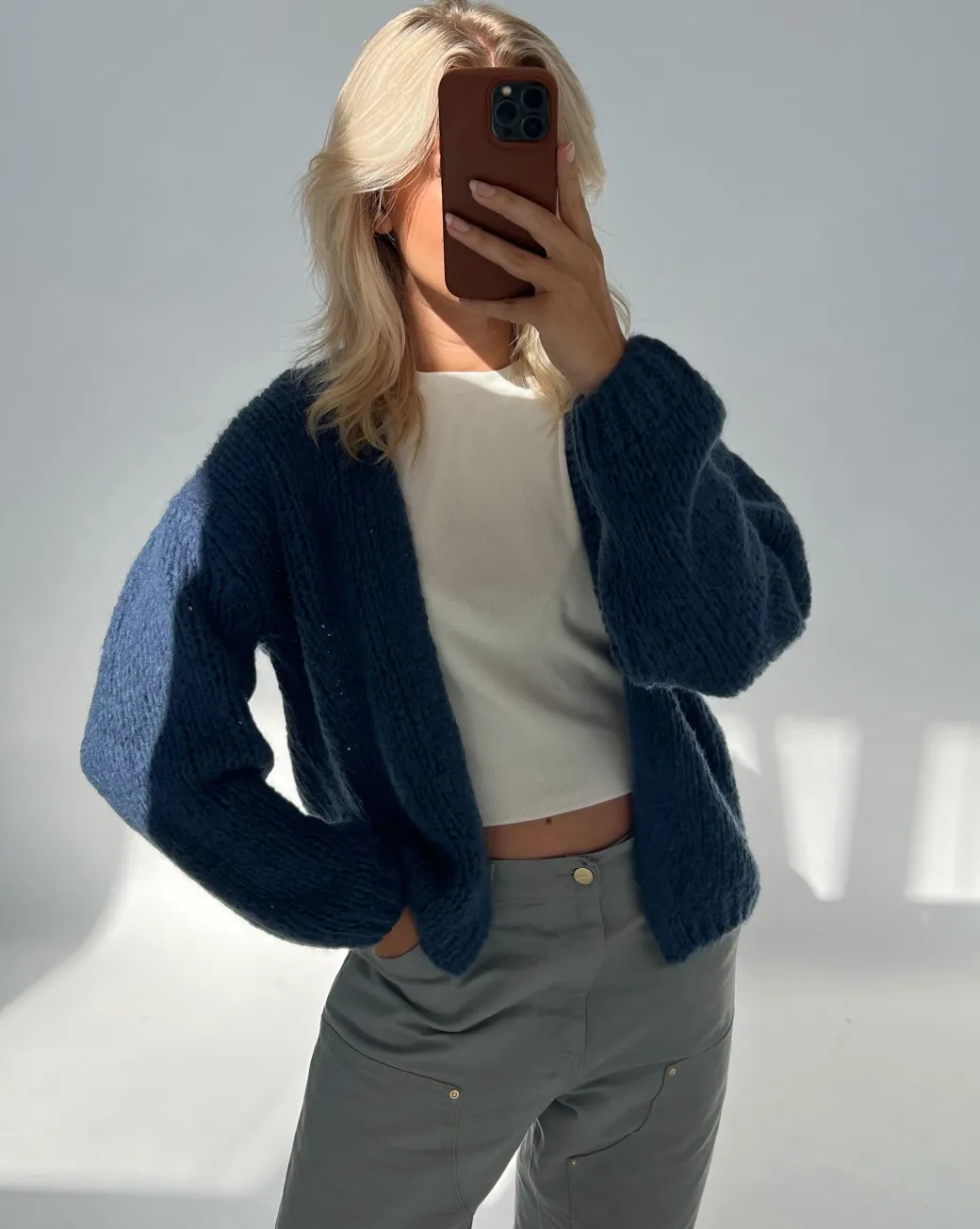 GINA cardigan, støvet blå