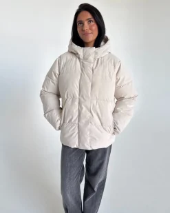 GLOBAL puffer jakke, creme