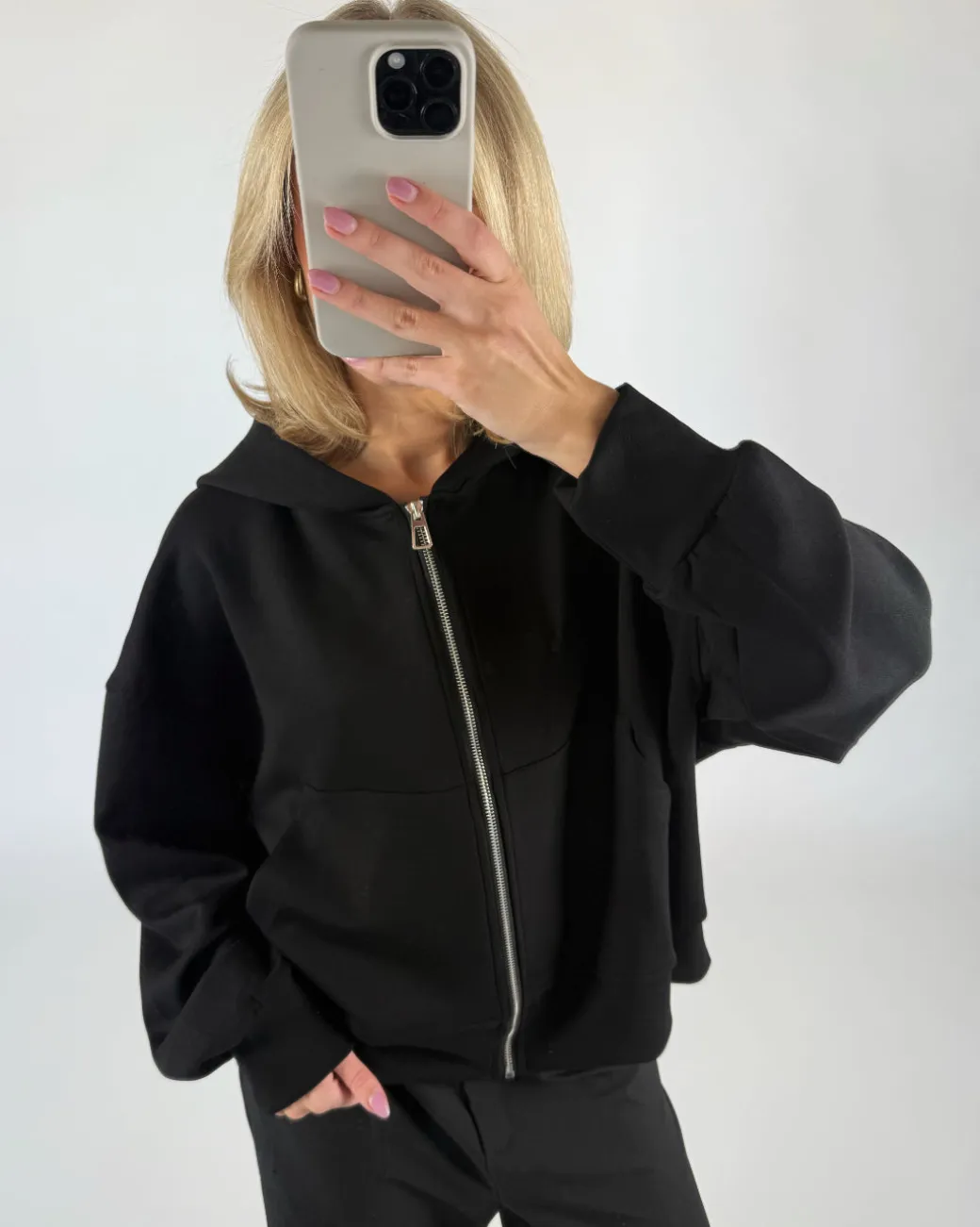 HEIDI zip hoodie, sort