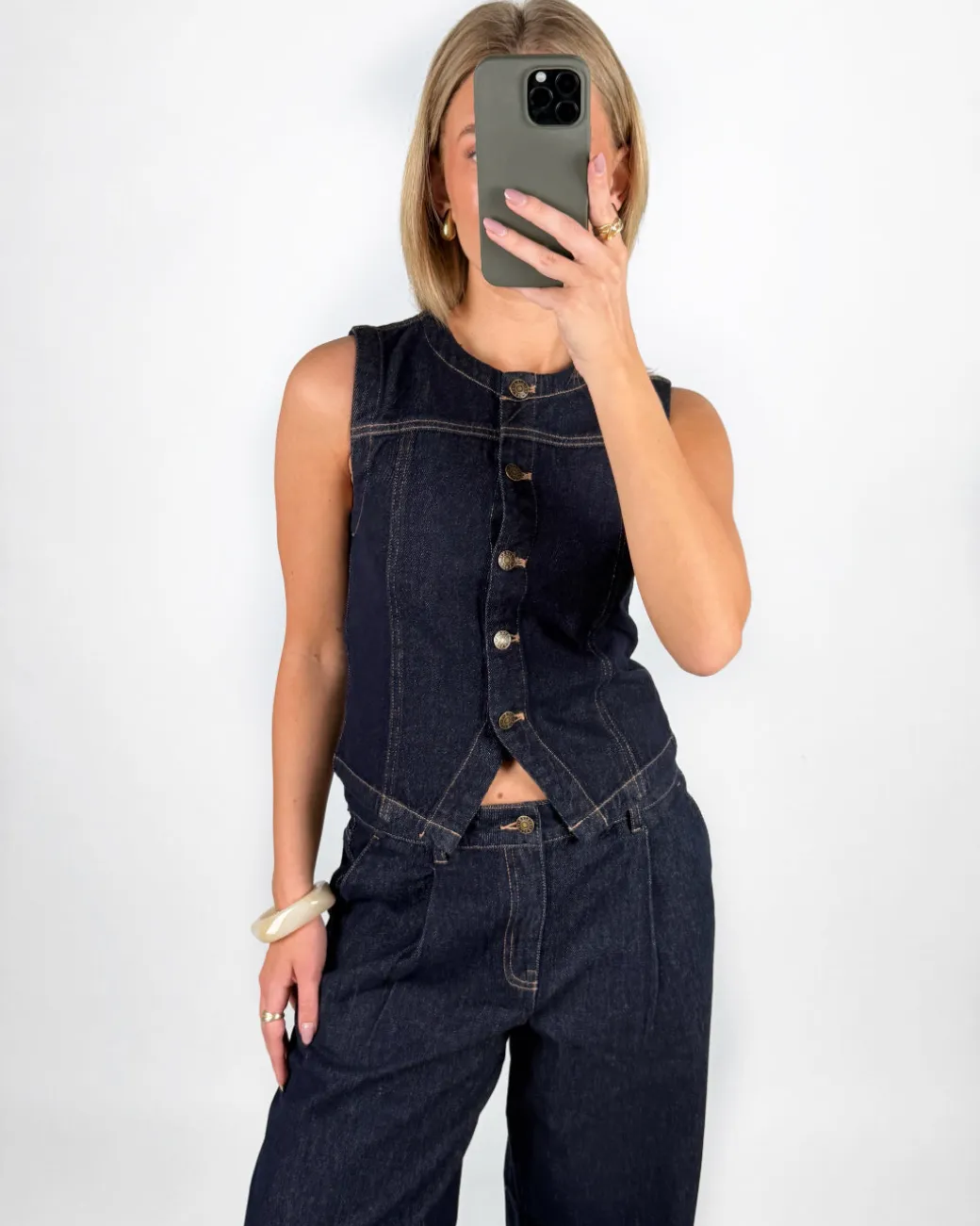 INDIE denim top, mørkeblå