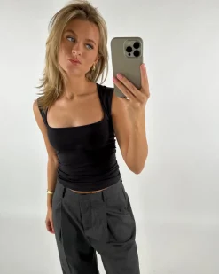 ISABELLA top, mørkegrå