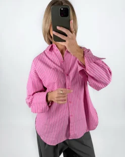 JAMIE skjorte, pink/hvid