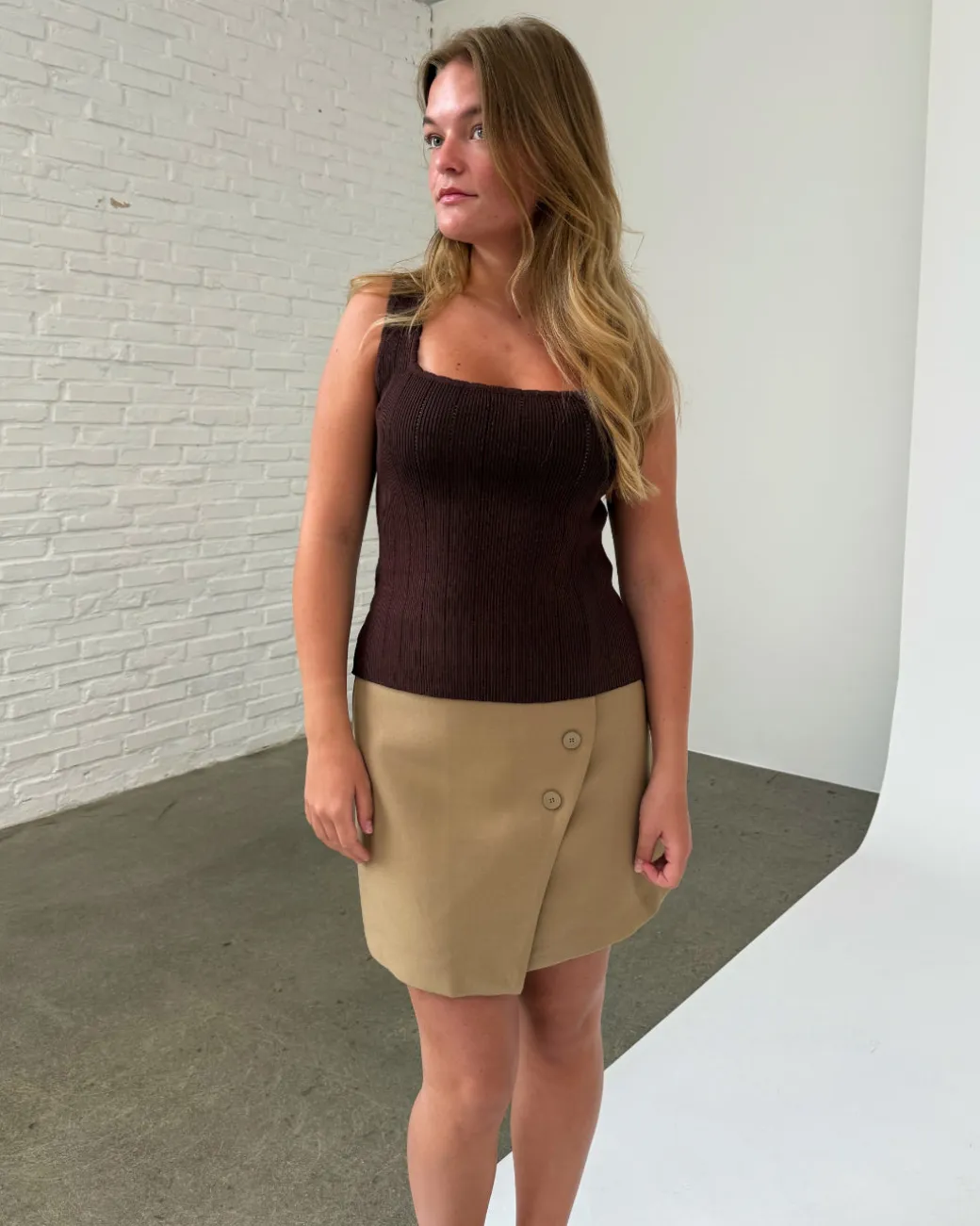 JANELLE top, brun