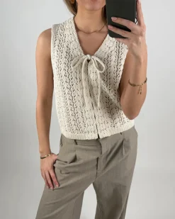 JOLIN strik top, beige