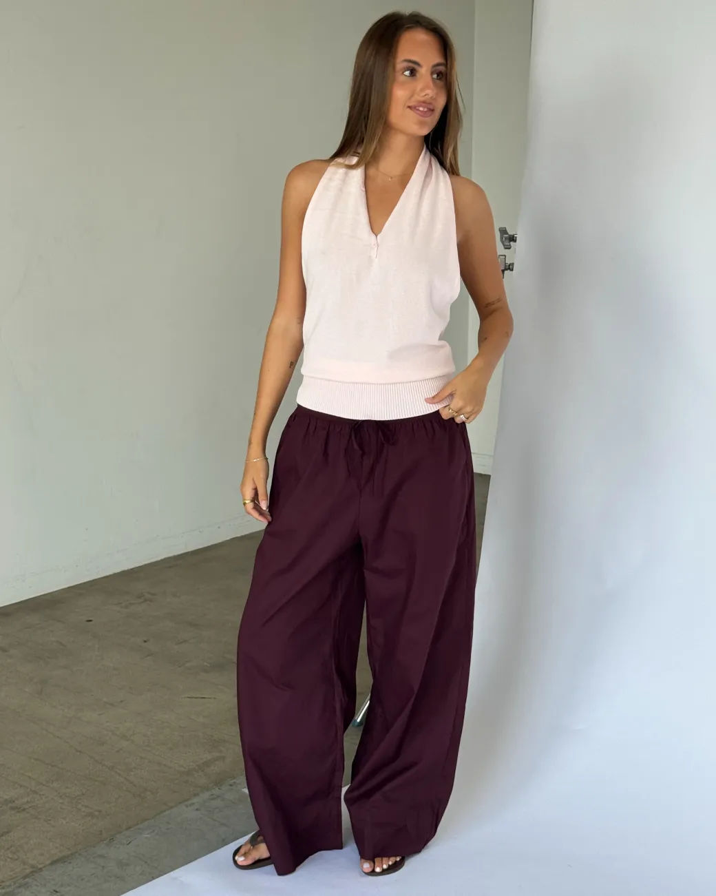 JORDAN halterneck top, lyserød