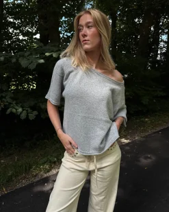 KARSYN wide neck t-shirt, grå