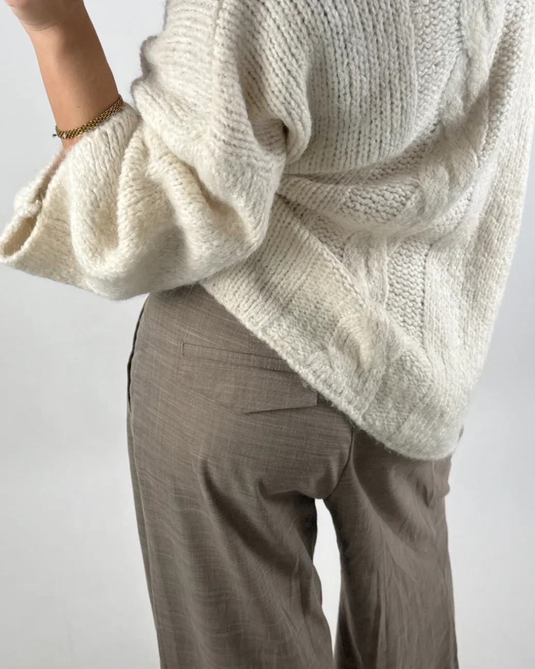 KEIRA langærmet strik, beige